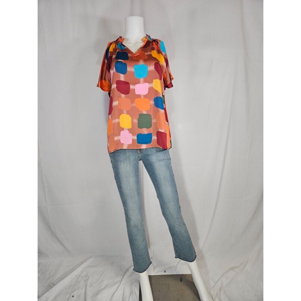 Entro Clay Print Short Sleeve Tunic Top